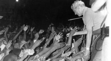 Manley greets a crowd